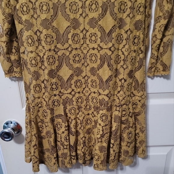 Free People 2pc Mustard Lace Tunic Dress Women's 8‎ Excellent Condition. - Picture 8 of 10